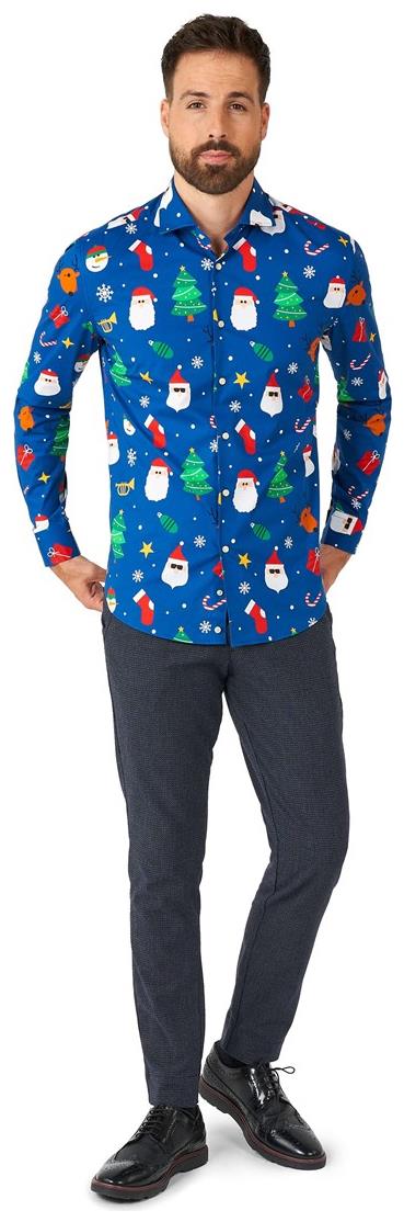 OppoSuits Men's Shirts SHIRT LS Festivity Blue