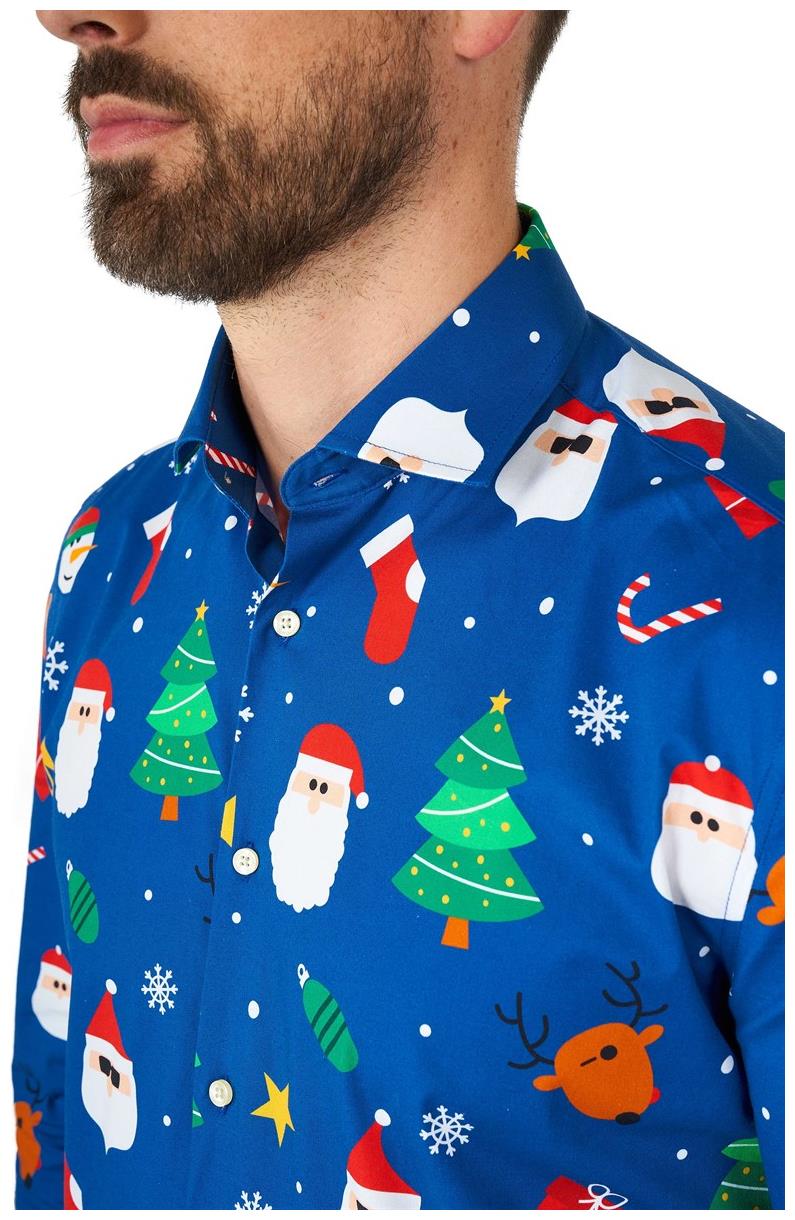 OppoSuits Men's Shirts SHIRT LS Festivity Blue