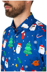 OppoSuits Men's Shirts SHIRT LS Festivity Blue