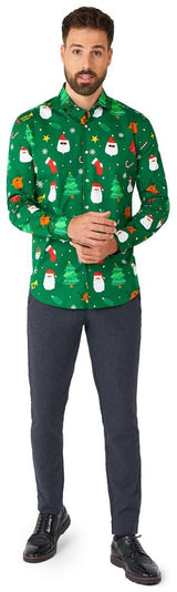 Festive OppoSuits Men's Shirt for Christmas Parties Holiday Celebrations and Family Gatherings