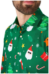Festive OppoSuits Men's Shirt for Christmas Parties Holiday Celebrations and Family Gatherings