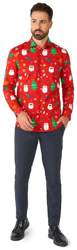 OppoSuits Men's Shirts SHIRT LS Festivity Red