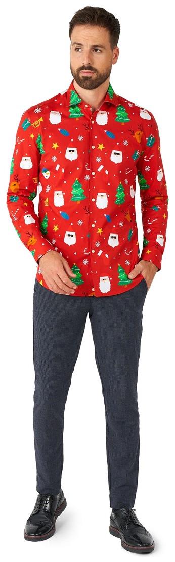 OppoSuits Men's Shirts SHIRT LS Festivity Red