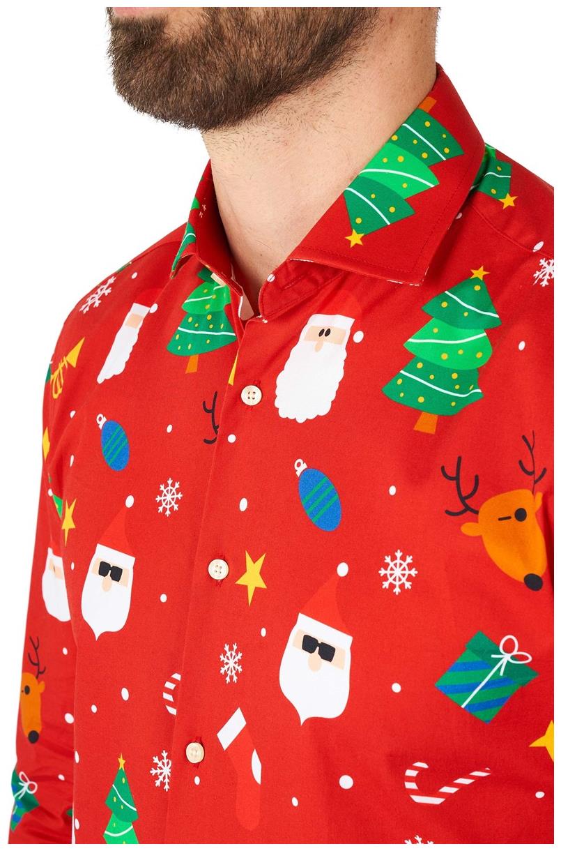 OppoSuits Men's Shirts SHIRT LS Festivity Red