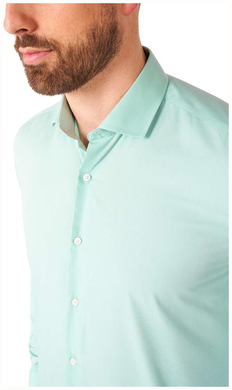 OppoSuits Magic Mint Long Sleeve Shirt for Stylish Men Fashion Events and Casual Wear