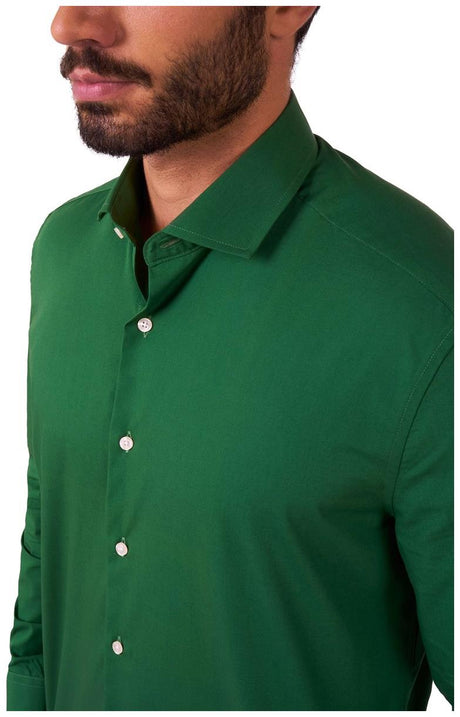 Stylish OppoSuits Glorious Green Long Sleeve Shirt for Casual Outings Parties and Holiday Events