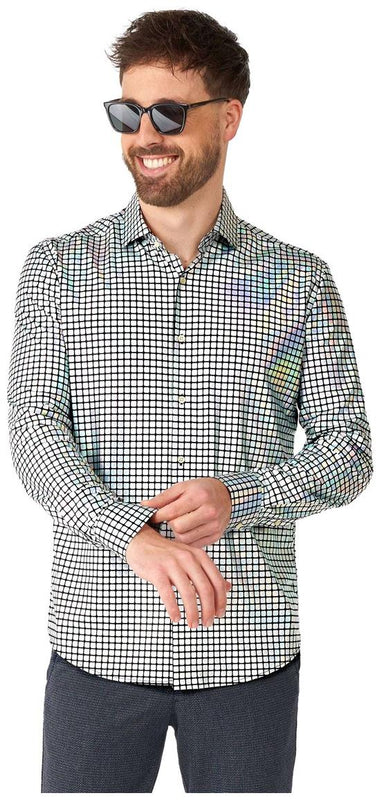 Shiny OppoSuits Discoballer Shirt for Dance Parties Retro Events and Festive Celebrations