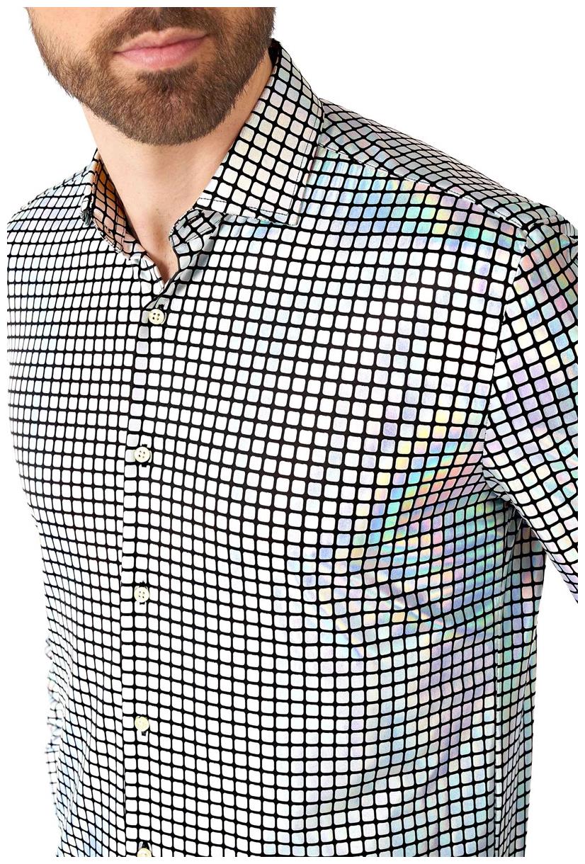 Shiny OppoSuits Discoballer Shirt for Dance Parties Retro Events and Festive Celebrations