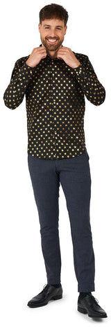 OppoSuits Shiny Polka Star Shirt for Holiday Parties and Festive Gatherings