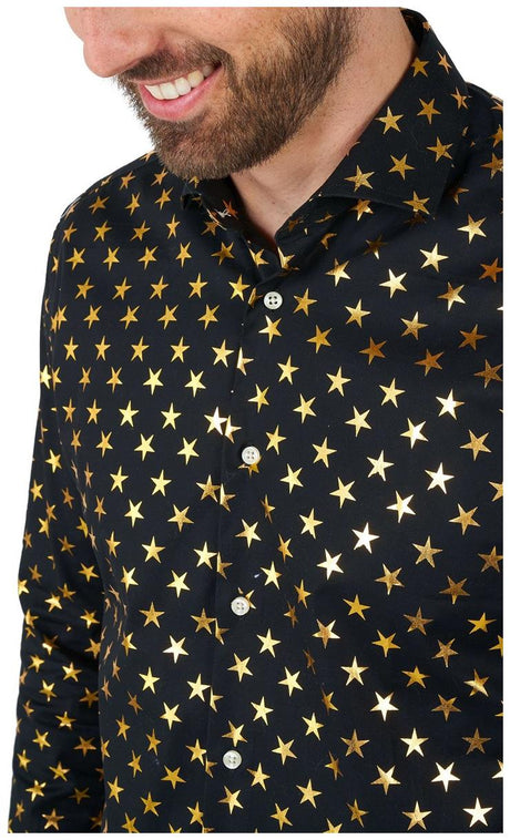 OppoSuits Shiny Polka Star Shirt for Holiday Parties and Festive Gatherings