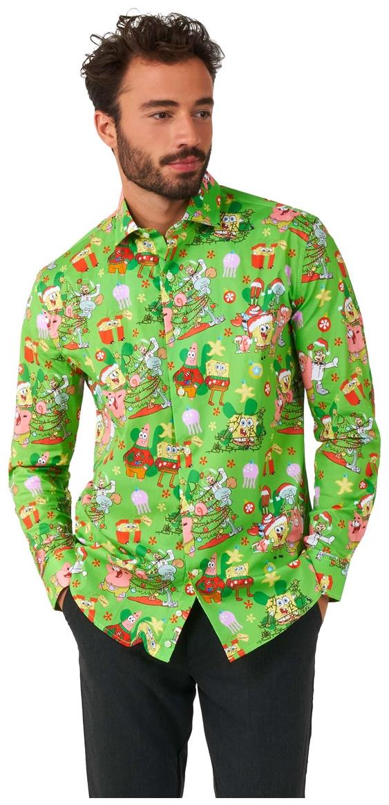 OppoSuits SpongeBob Christmas Shirt for Festive Holiday Wear and Family Gatherings