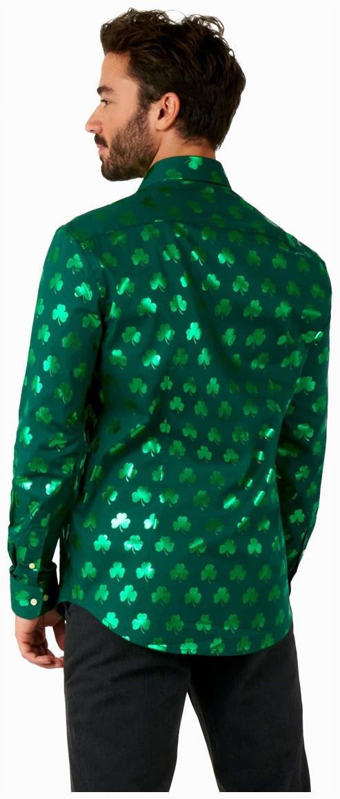 Stylish OppoSuits Shiny Shamrock Shirt for St. Paddy's Day Festivities and Celebrations