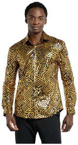 Stylish OppoSuits Golden Geo Star Shirt for Parties Events and Trendy Occasions