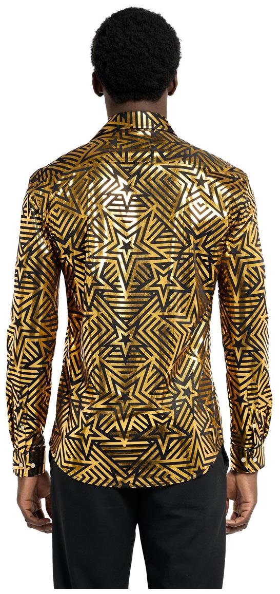 Stylish OppoSuits Golden Geo Star Shirt for Parties Events and Trendy Occasions
