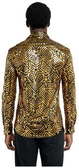 Stylish OppoSuits Golden Geo Star Shirt for Parties Events and Trendy Occasions