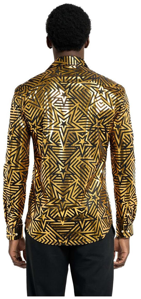 Stylish OppoSuits Golden Geo Star Shirt for Parties Events and Trendy Occasions