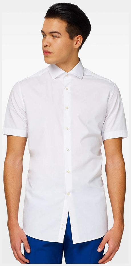 OppoSuits Men's Summer Shirts SHIRT Short Sleeve White Knight