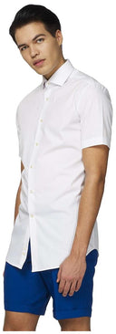 OppoSuits Men's Summer Shirts SHIRT Short Sleeve White Knight