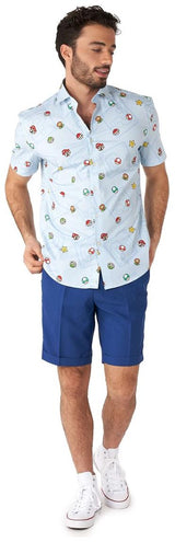 OppoSuits Men's Summer Shirts SHIRT Short Sleeve Super Mario Icons