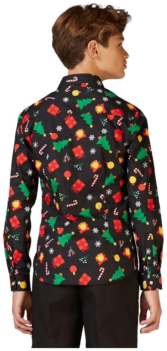 OppoSuits Teen Boys' Shirts SHIRT LS Christmas Icons Black