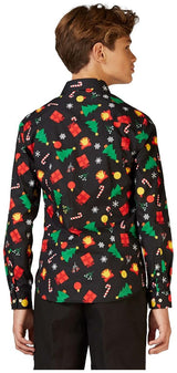 OppoSuits Teen Boys' Shirts SHIRT LS Christmas Icons Black