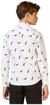 OppoSuits Christmas Penguins Shirt for Teen Boys for Holiday Celebrations and Festive Gatherings