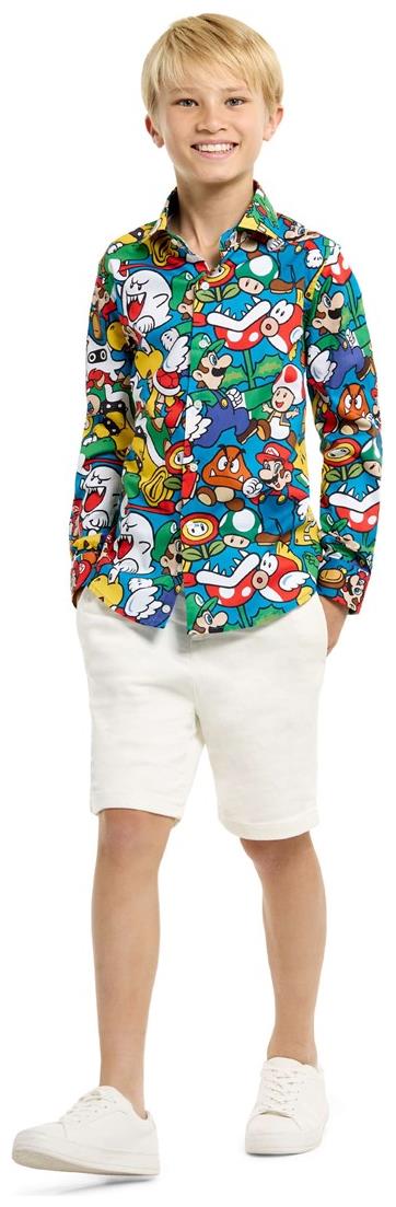 Colorful Super Mario Long Sleeve Shirt for Teen Boys Halloween Parties and Comic Con Events