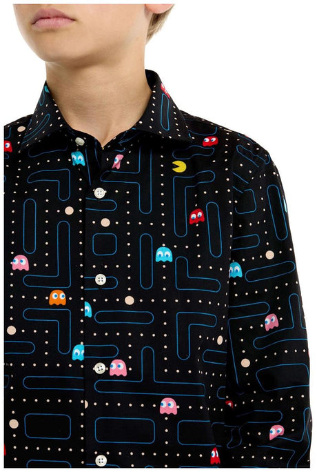 Stylish OppoSuits Pac-Man Long Sleeve Shirt for Teens Perfect for Game Parties and Daily Wear