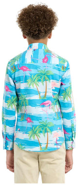 Tropical OppoSuits Flaminguy Shirt for Teen Boys Halloween Parties Summer Events and Casual Wear