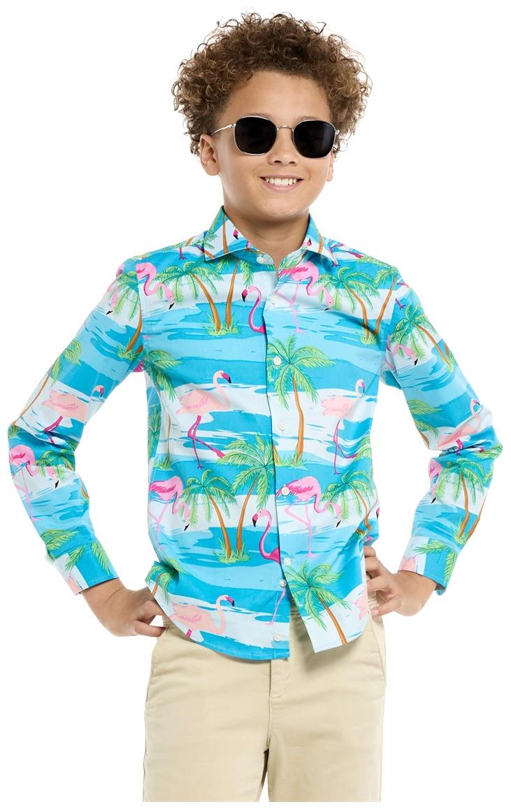 Tropical OppoSuits Flaminguy Shirt for Teen Boys Halloween Parties Summer Events and Casual Wear