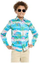 Tropical OppoSuits Flaminguy Shirt for Teen Boys Halloween Parties Summer Events and Casual Wear
