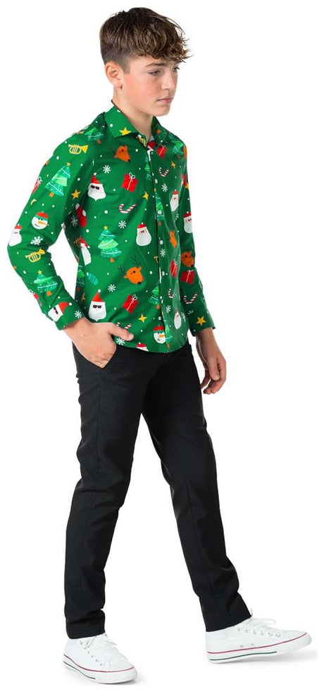 OppoSuits Teen Boys' Shirts SHIRT LS Festivity Green Teen boys