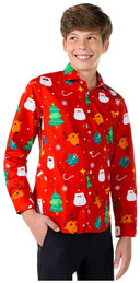 OppoSuits Teen Boys' Shirts SHIRT LS Festivity Red Teen boys