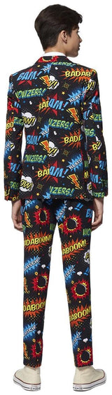 Comic Book Themed OppoSuits Badaboom Suit for Teen Boys Halloween Parties and Special Events