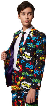 Comic Book Themed OppoSuits Badaboom Suit for Teen Boys Halloween Parties and Special Events
