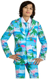 Fun Colorful Flamingo Suit for Teen Boys for Poolside Parties Proms and Weddings