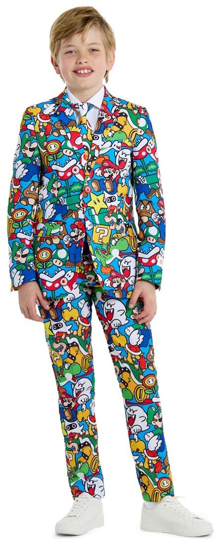 Colorful OppoSuits Super Mario Suit for Teen Boys Halloween Parties and Video Game Cosplay