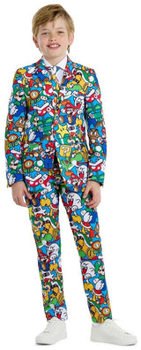 Colorful OppoSuits Super Mario Suit for Teen Boys Halloween Parties and Video Game Cosplay