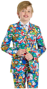 Colorful OppoSuits Super Mario Suit for Teen Boys Halloween Parties and Video Game Cosplay