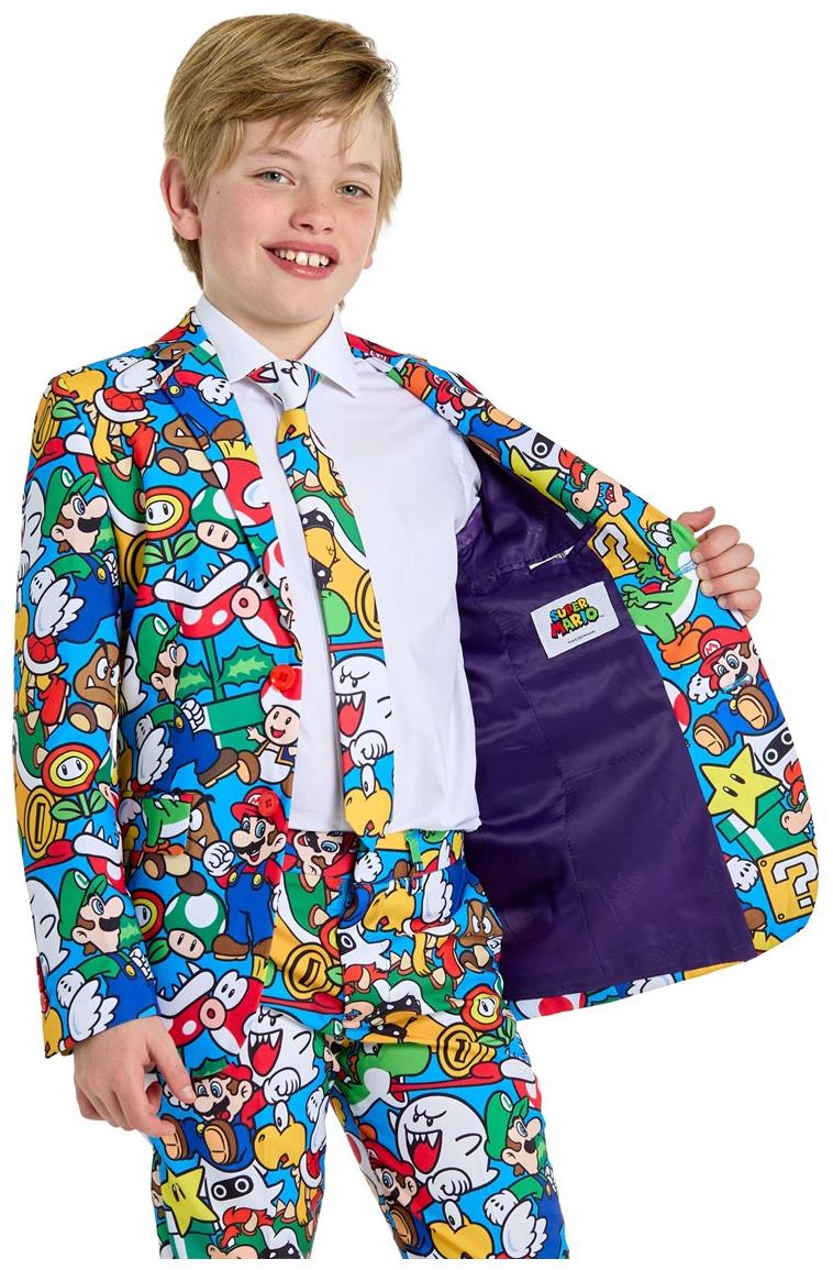 Colorful OppoSuits Super Mario Suit for Teen Boys Halloween Parties and Video Game Cosplay