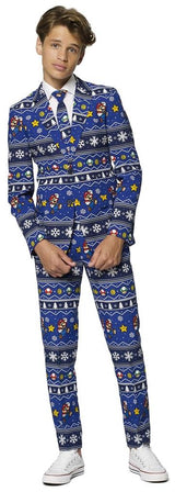 Playful OppoSuits Teen Boys Merry Mario Suit for Halloween Parties Costume Events and Holiday Celebrations