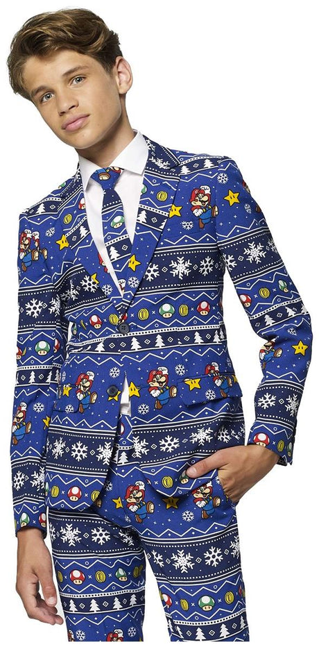 Playful OppoSuits Teen Boys Merry Mario Suit for Halloween Parties Costume Events and Holiday Celebrations