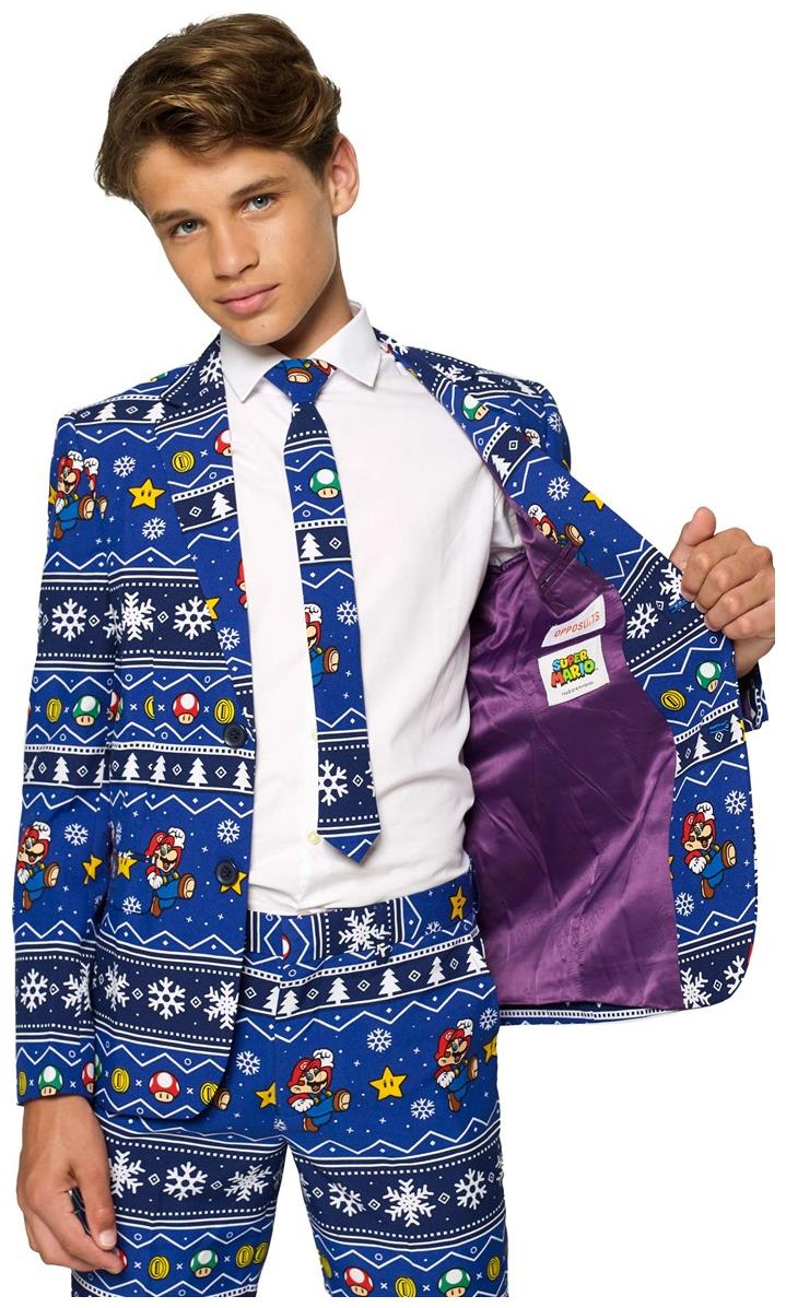 Playful OppoSuits Teen Boys Merry Mario Suit for Halloween Parties Costume Events and Holiday Celebrations