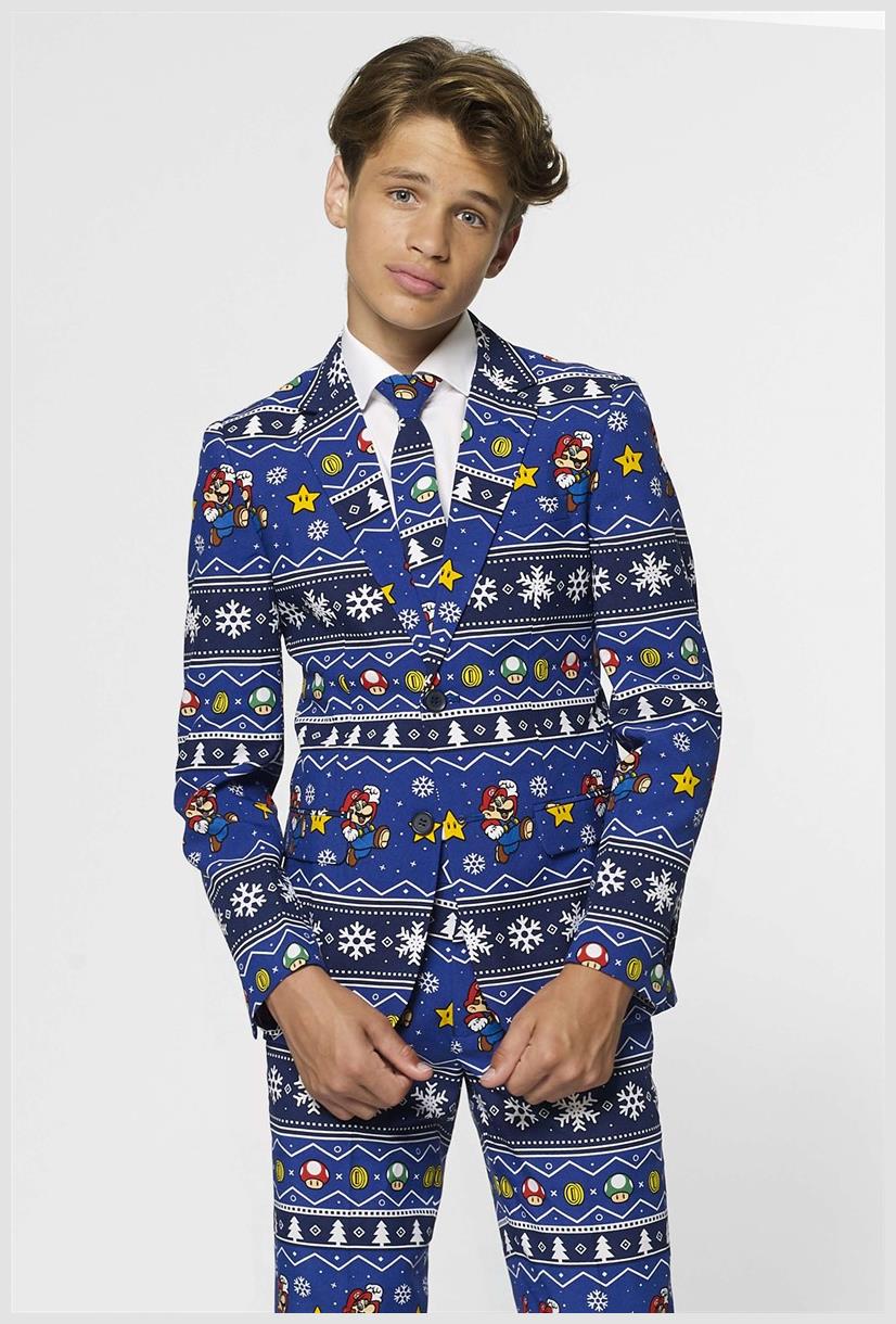 Playful OppoSuits Teen Boys Merry Mario Suit for Halloween Parties Costume Events and Holiday Celebrations