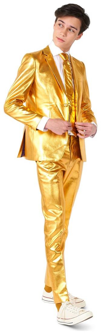 Stylish OppoSuits Teen Boys Groovy Gold Suit for Holiday Celebrations Parties and Dress Up Events