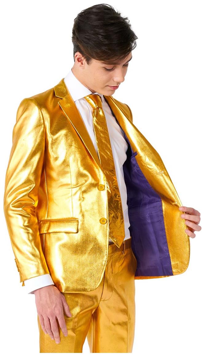 Stylish OppoSuits Teen Boys Groovy Gold Suit for Holiday Celebrations Parties and Dress Up Events