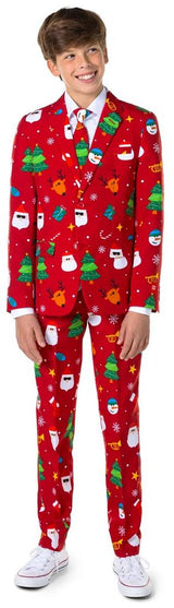 OppoSuits Festivity Red Suit for Teenage Boys Holiday Parties Christmas Celebrations and Special Occasions