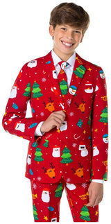 OppoSuits Festivity Red Suit for Teenage Boys Holiday Parties Christmas Celebrations and Special Occasions