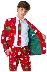 OppoSuits Festivity Red Suit for Teenage Boys Holiday Parties Christmas Celebrations and Special Occasions