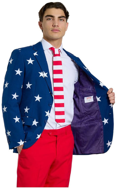 OppoSuits Stars and Stripes Suit for Patriotic Events and Holiday Celebrations